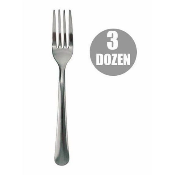 3 Dozen Full Size Chrome Plated Dinner Forks, Simple Windsor Style