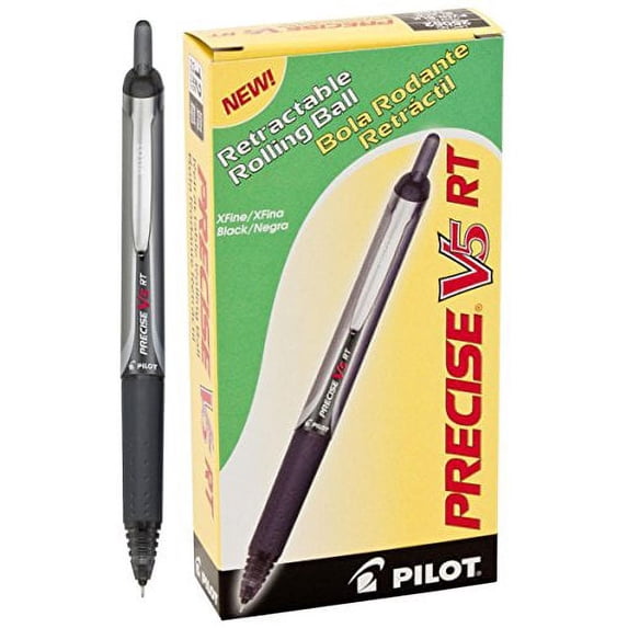 3 Dozen Total 36, Pilot Precise V5 RT Rolling Ball Pens, X-Fine Black (26062)