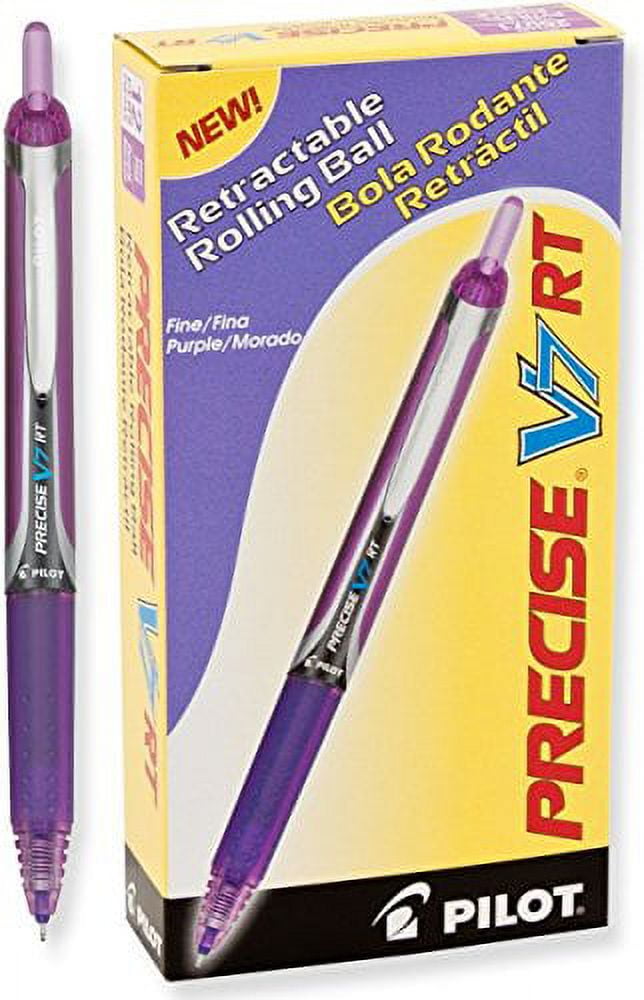 3 Dozen Total 36 Pilot Precise V7 RT Retractable Rolling Ball Pens, Fine Point, Purple Ink (26071)