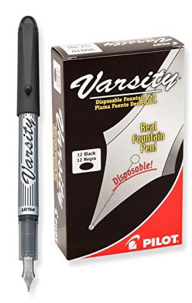 3 Dozen (Total 36) Pilot Varsity Disposable Fountain Pens, Black Ink (90010)