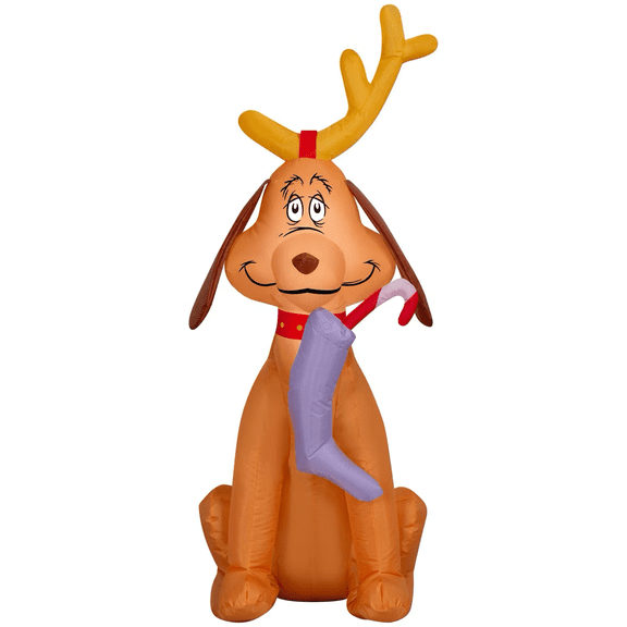 3' Dr. Seuss The Grinch Max with Stocking Christmas Inflatable Decoration