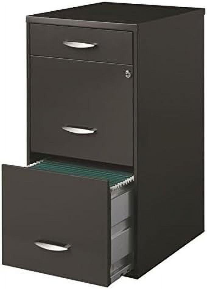 3 Drawer 18" Deep Metal File In Charcoal