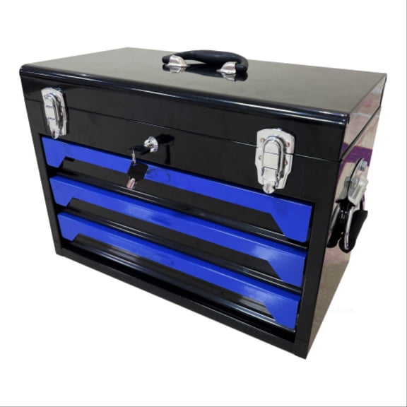 3-Drawer 20” Tool Box, Metal Tool Box with Tool Set, Portable Tool Chest Organizer with Lockable System, Steel Tool Chest with Ball-Bearing Drawer Slides for Garage, Home and Workbench