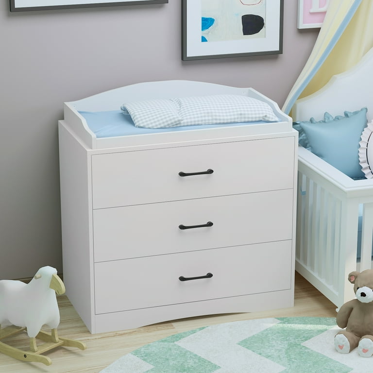 3 Drawer Baby Changing Table Storage Dresser Chest with Changing Topper Ideal for Nursery and Kids Room White Walmart
