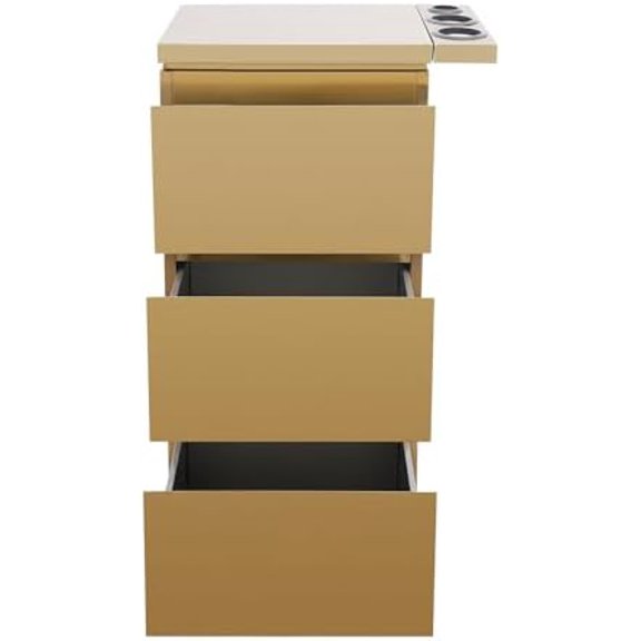 3-Drawer Barber Shop Storage Cabinet, Beauty Salon Organizer Cabinet with Hair Dryer Holder, Stainless Steel Salon Station with Silent Slide Rails, Compact Vertical Design for Spa and Salon, Black