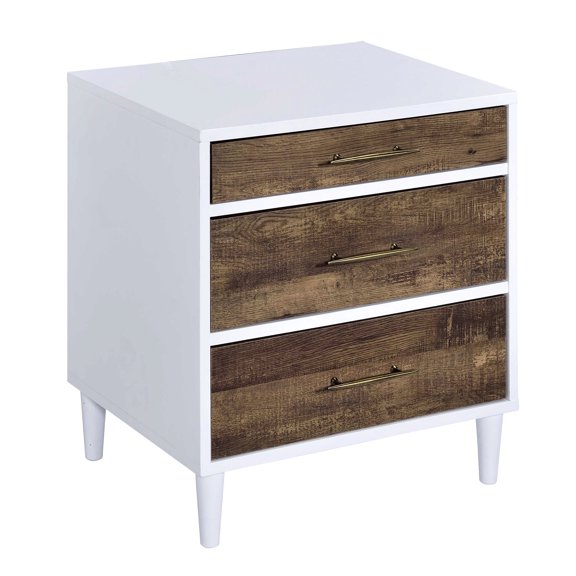 3-Drawer Bedside Accent Table | For Modern Bedroom or Living Room | Wood and Metal Design | Keeps Items within Reach