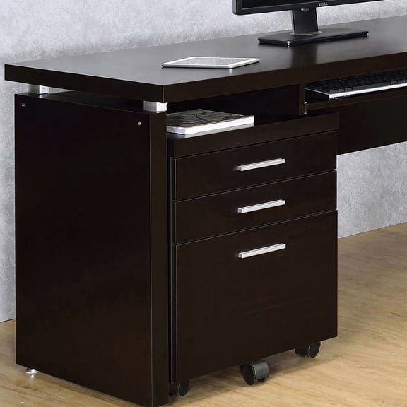 3-Drawer Cappuccino Wood File Cabinet / Mobile Storage for Efficient Office Document Organization