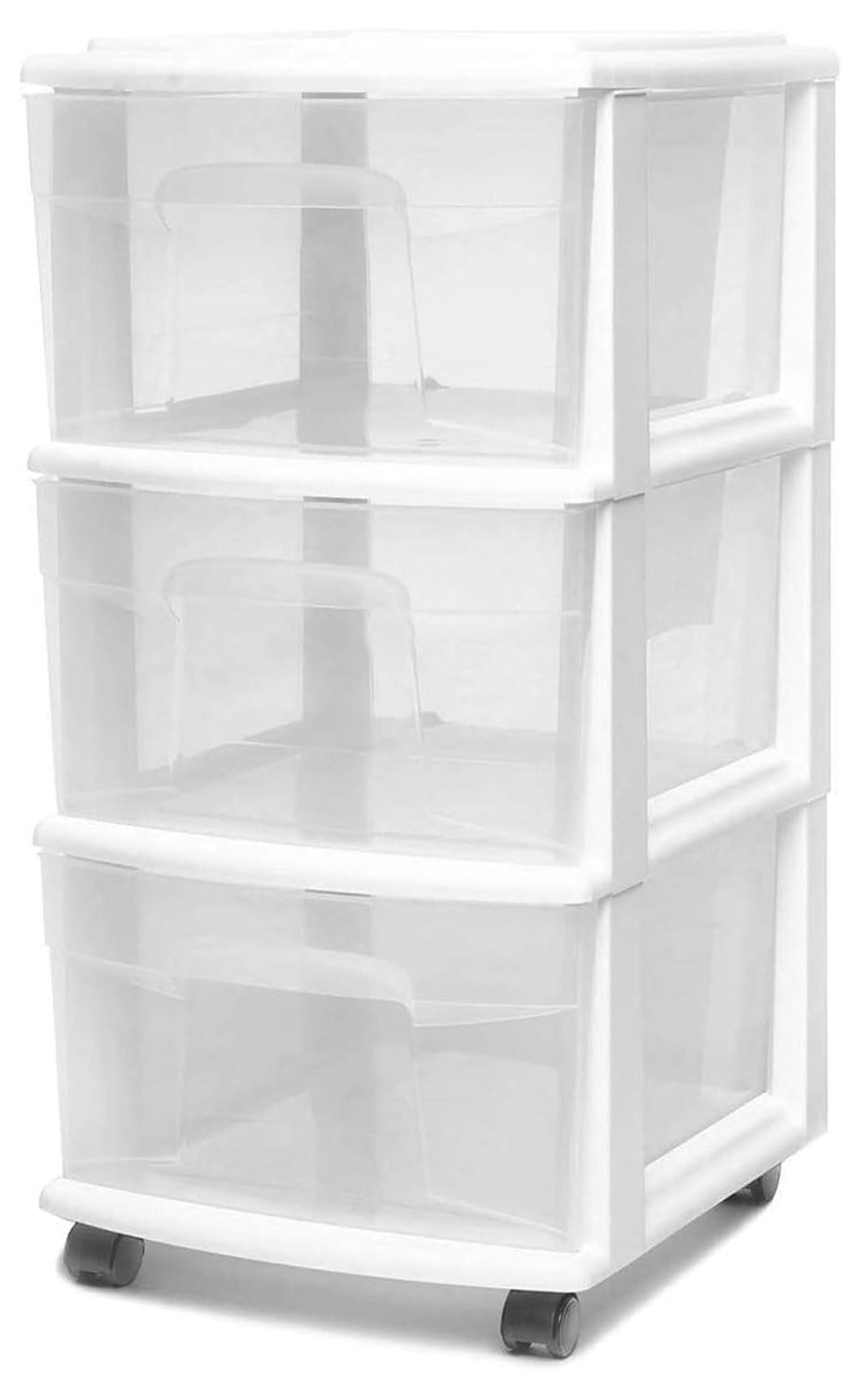 White 3-Drawer Plastic Storage Cart with Wheels