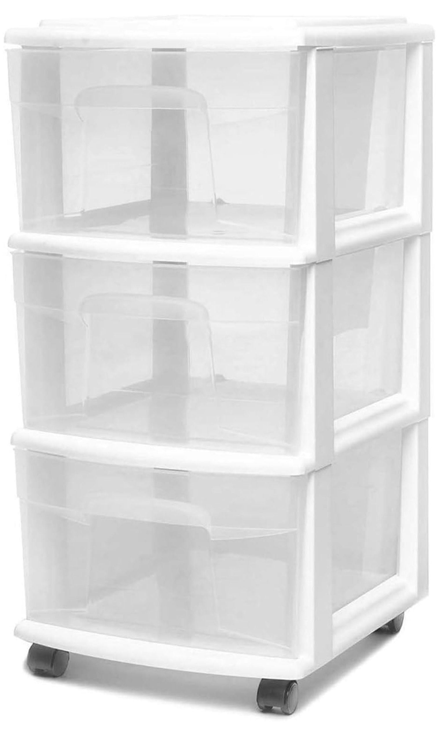 White 3-Drawer Plastic Storage Cart with Wheels
