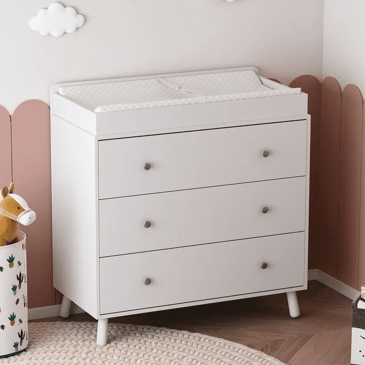 3 Drawer Changing Table and Storage Dresser with Open storage