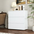thumbnail image 1 of KULAGAGA Modern Nightstand Bed Side Table with 3 Drawers, Night Stand with No Handle Design, End Sofa Table for Living Room, White 30.3”W x 15.7”D x 32.3”H, 1 of 7