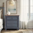 thumbnail image 1 of 3-Drawer Corduroy Blue Nightstand – No Assembly, Rubber Solid/Birch Veneer, 1 of 7