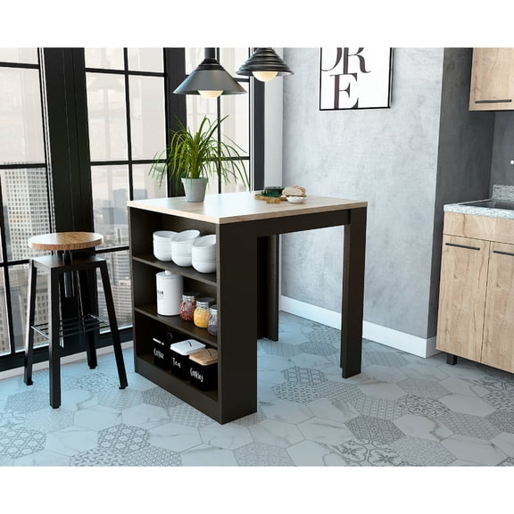 3-Drawer Design for Organized Storage - Ideal as Auxiliary Dining Table with Open Shelves