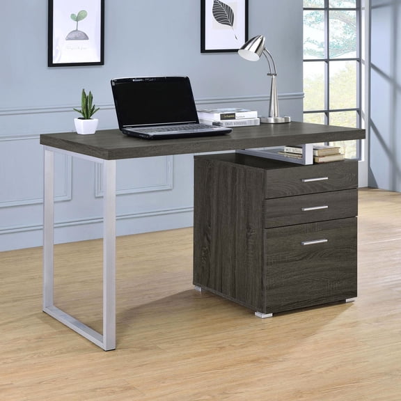 3-Drawer Desk with Generous Surface in Weathered Grey / Offers Ample Space for Work