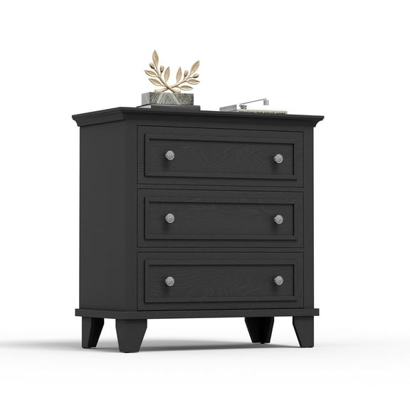 3-Drawer Dresser, 32" Wide 3 Chest of Drawers Storage Organizer Cabinet with Exquisite Metal Handles, Small Storage Cabinet,for Bedroom, Living Room, Hallway, Entryway, Black