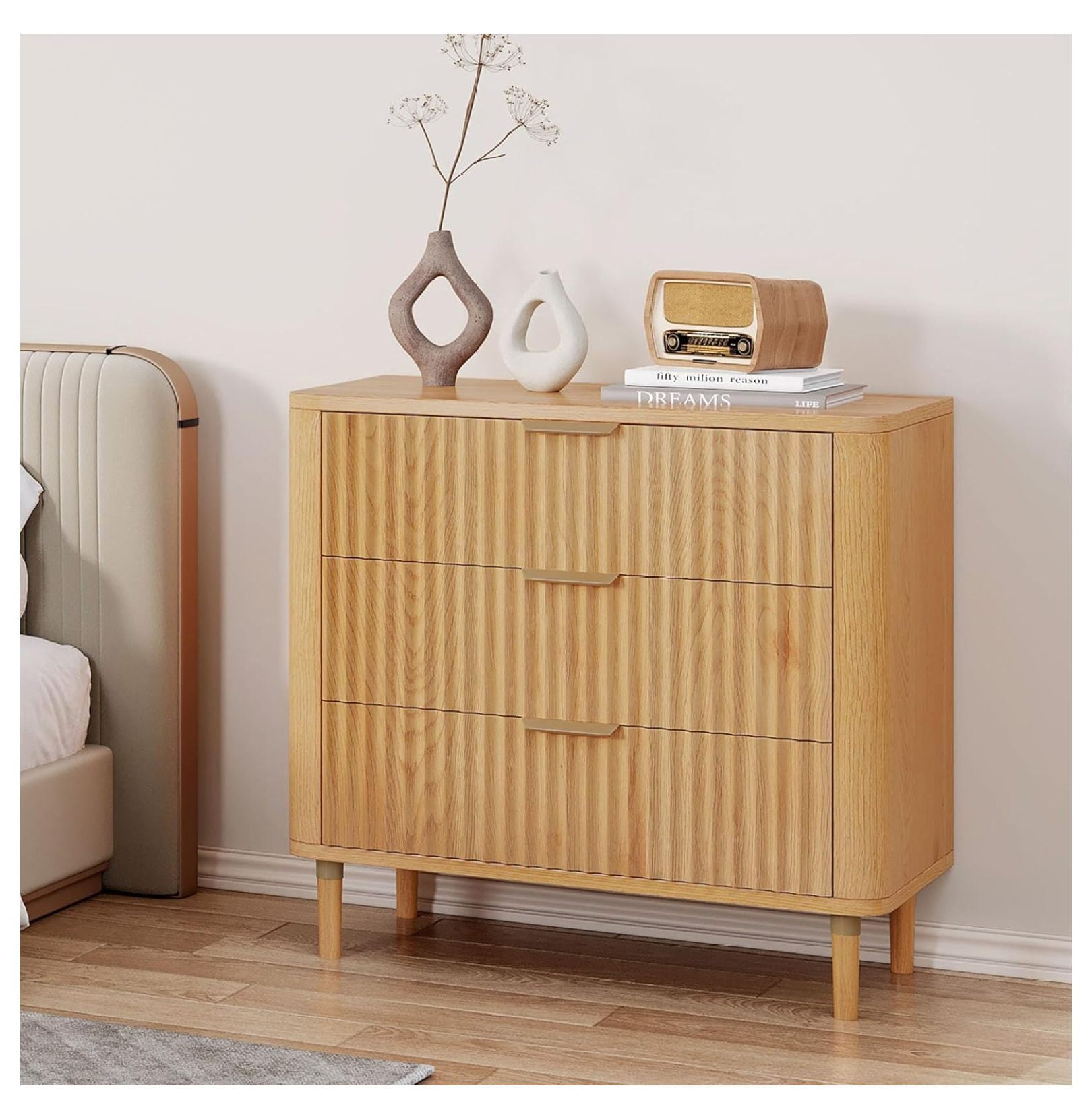 3 Drawer Dresser, 32 inch Tall and Wider Modern Closet Dressers Chest