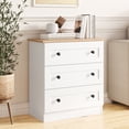 thumbnail image 1 of 3 Drawer Dresser for Bedroom, Small Chests of Drawers, Farmhouse Wood Nightstand Bedside Cabinet End Table, Modern Closet Storage Organizer for Bedroom, White, 1 of 9