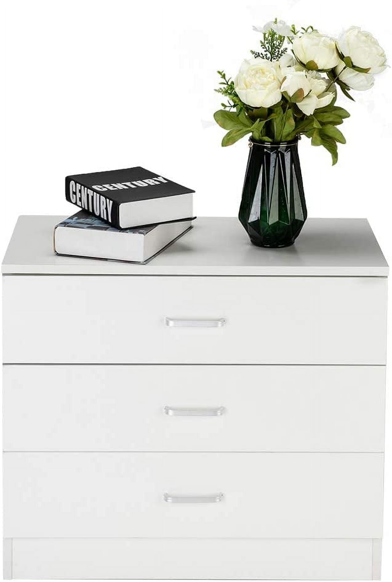 White Modern 3-Drawer Indoor Bedside Table