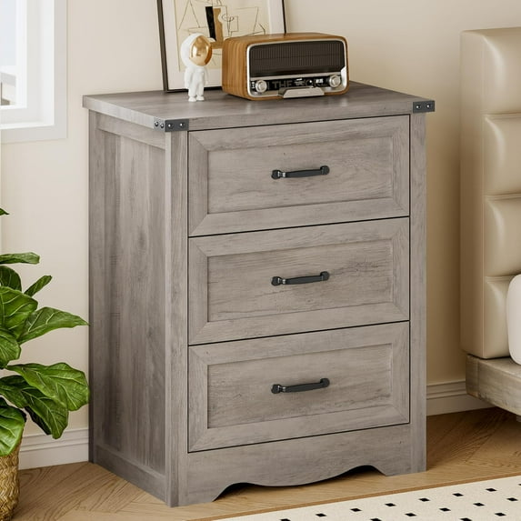 3-Drawer Dresser for Bedroom, Small Wooden Chest of Drawers with Metal Handles, Narrow Storage Cabinet with Anti-Tipping Design, Sturdy Dresser Organizer for Closet, Living Room, Entryway