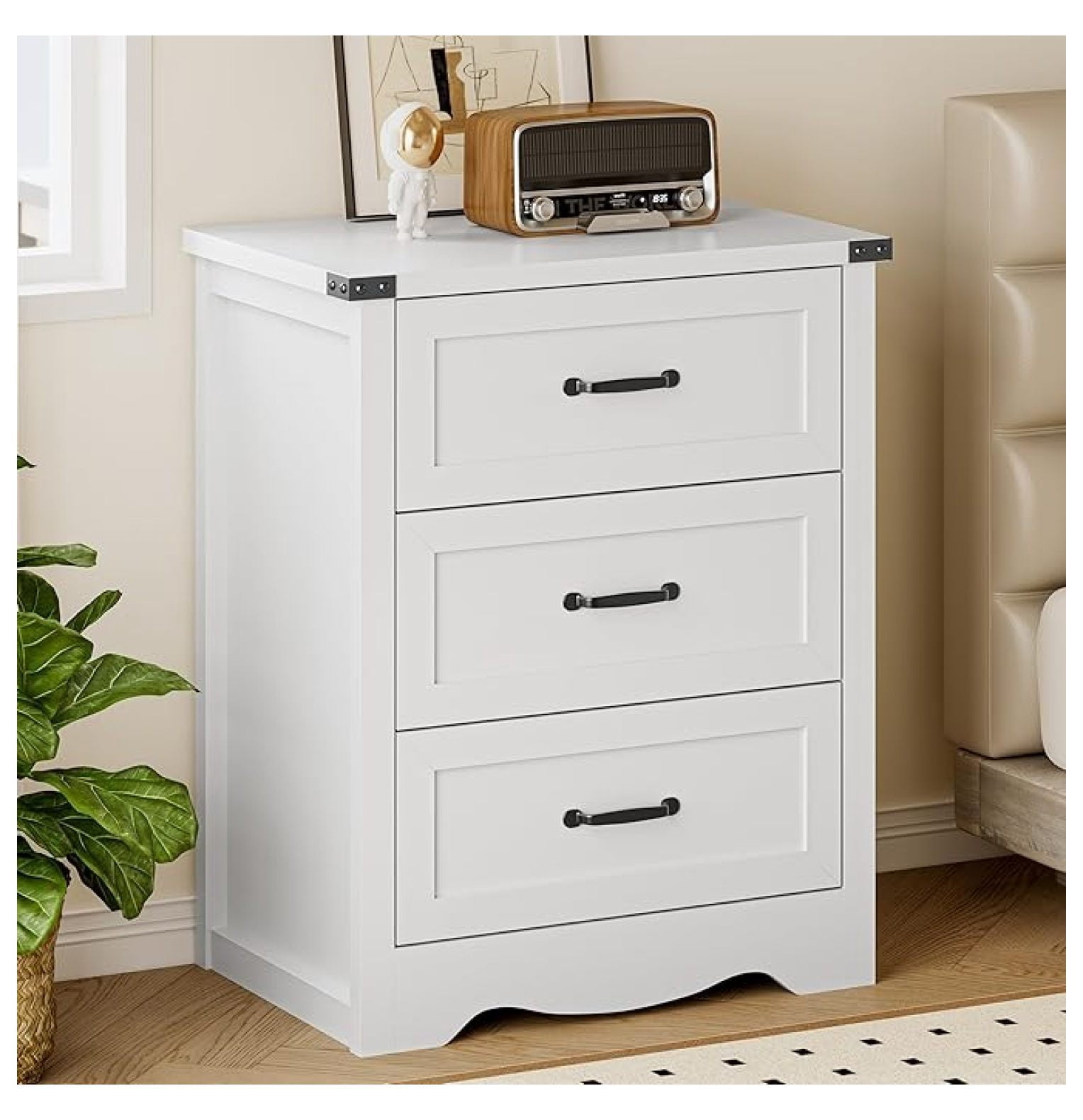 3-Drawer Dresser for Bedroom, Small Wooden Chest of Drawers with Metal ...