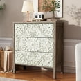 thumbnail image 1 of 3-Drawer Dresser Chest, Modern Wooden Flower Motif Dressers with Wide Storage Space Chest of Drawers Bedside Nightstand Dresser Closet for Living Room Bedroom, Hallway (Blue), 1 of 17