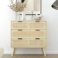 3 Drawer Dresser Modern Rattan Dresser Chest with Wide Drawers and