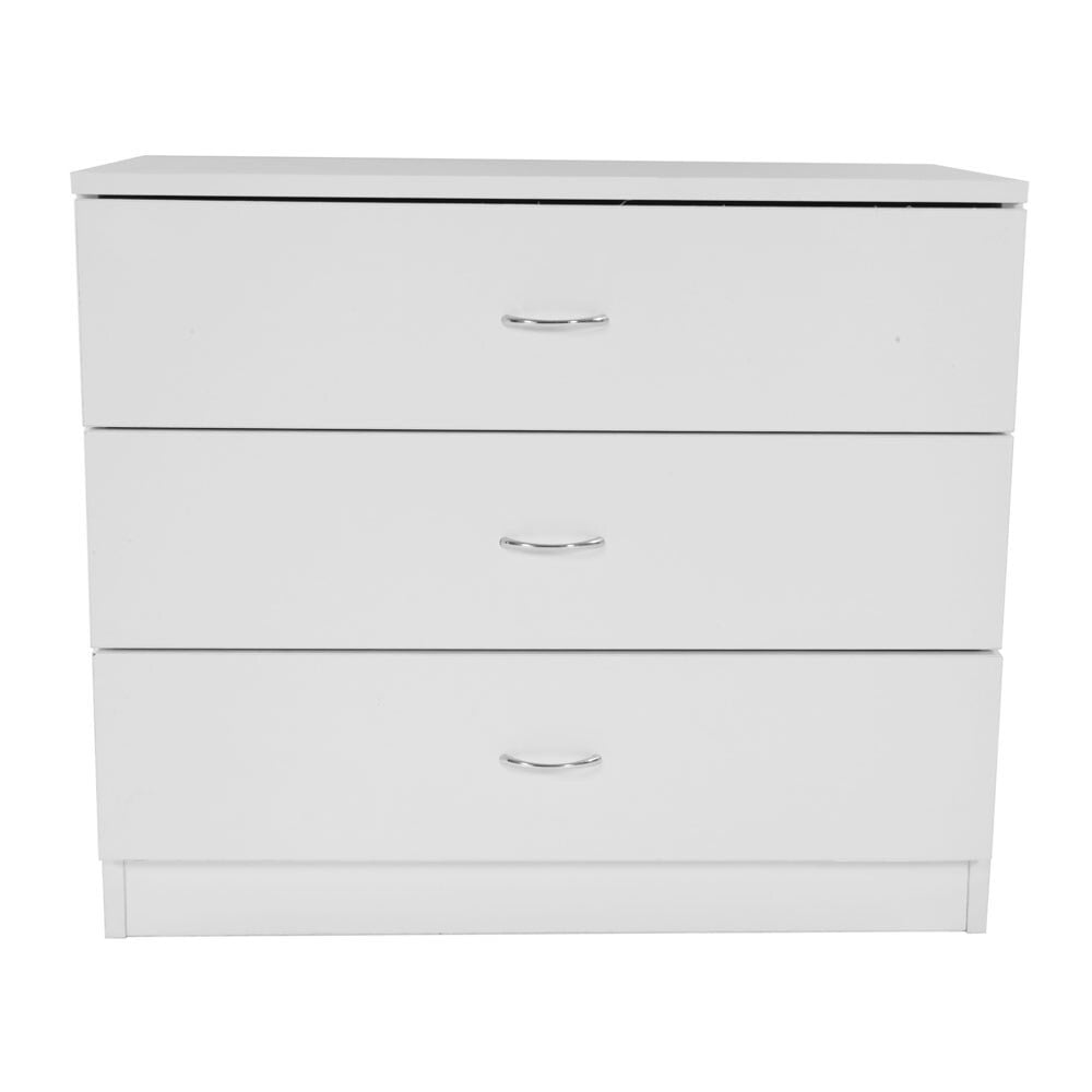 White MDF 3-Drawer Dresser Storage Cabinet
