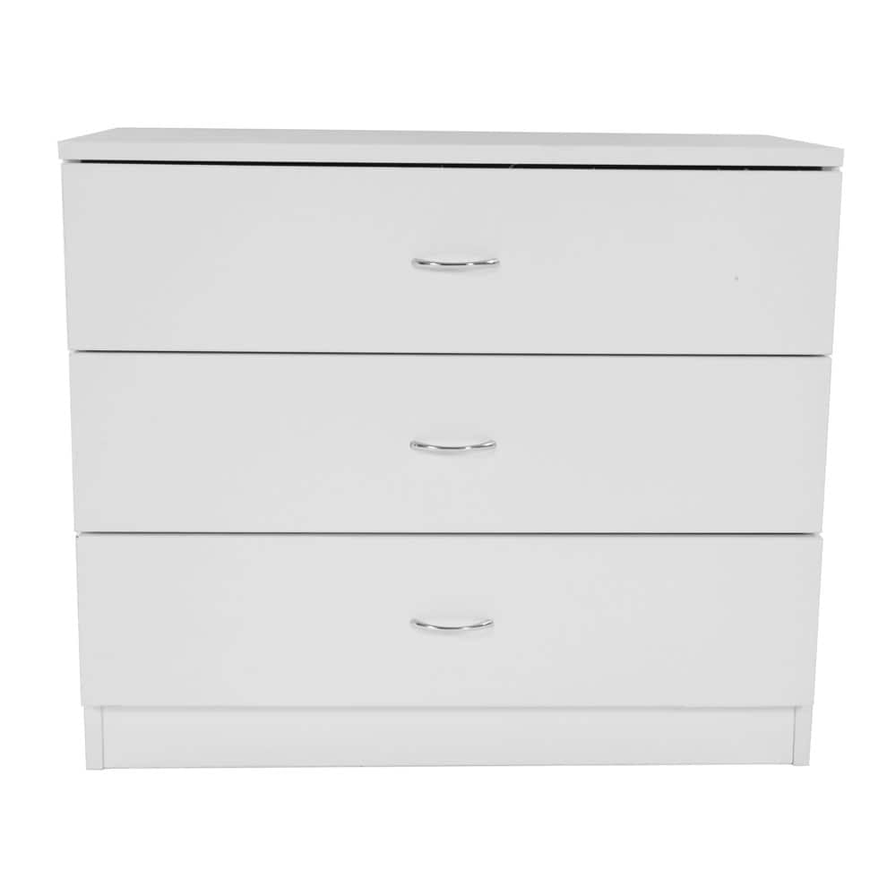 White MDF 3-Drawer Dresser Storage Cabinet