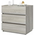 thumbnail image 1 of 3 Drawer Dresser, Wood Nightstand for Bedroom, Modern Closet Drawers Stackable Storage Cabinet for Entryway, Small Dresser Drawer Chest for Hallway, Office, 23.6''W, Grey Oak, 1 of 5