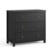 3 Drawer Dresser Wooden Chest of Drawers Clothes Storage Cabinet for Home Bedroom Hallway - Black