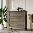 thumbnail image 1 of 3 Drawer Dresser, Wooden Storage Chest of Drawers with Exquisite Metal Handles, Small Storage Cabinet, Modern Design Dresser for Living Room, Hallway, 1 of 7