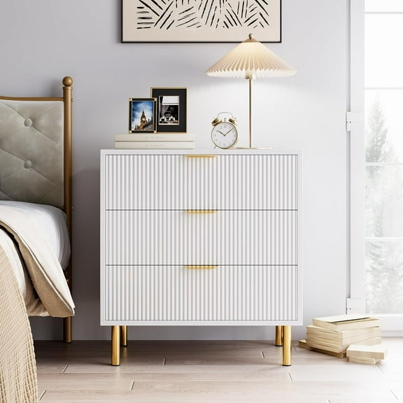 3 Drawer Dresser for Bedroom,Modern Vertical Dresser Drawers Wood Organizer with Metal Handle for Entryway Small Spaces