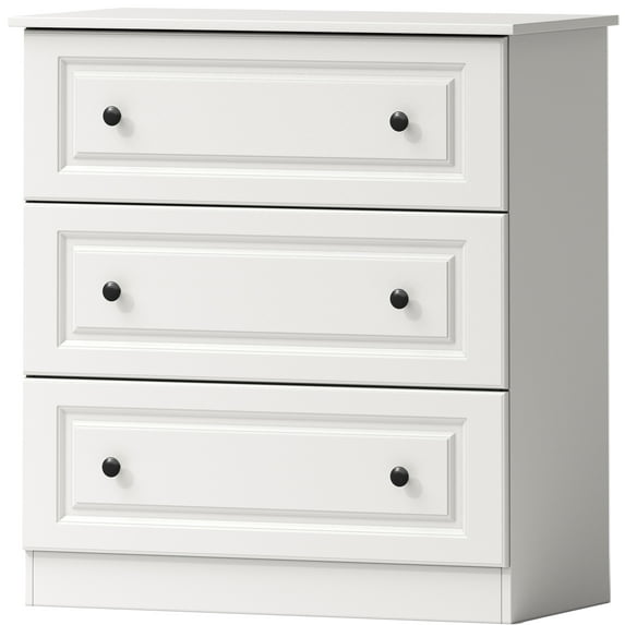 3 Drawer Dresser for Bedroom, White Wood Dressers and Chests of Drawers, Wooden Table Top Storage Dresser for Living Room, Hallway, Enterway, Dressing Room