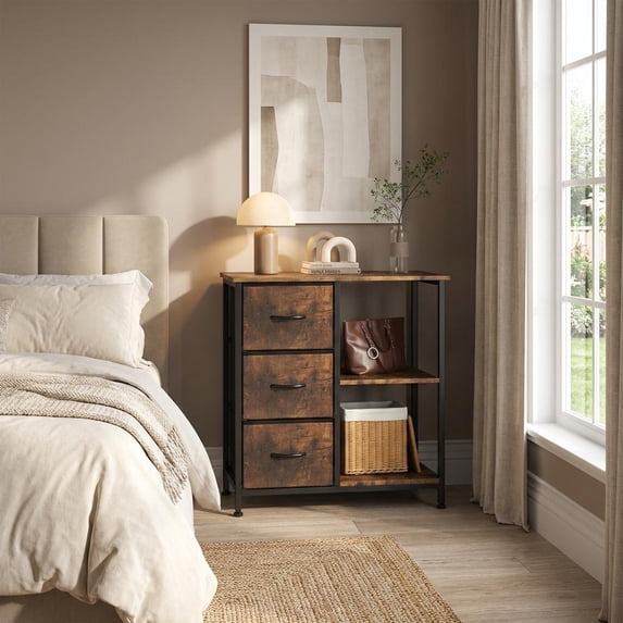 3 Drawer Fabric File Cabinet with 2 Open Storage Shelves, No Assembly ...