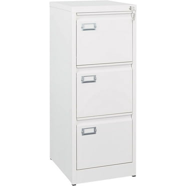 3-Drawer File Cabinet with Lock, 16.3" Deep Vertical Filing Cabinets, Metal File Cabinets for Home Office, Anti-Tip 3 Storage Drawers for Letter/Legal/A4/F4 Size (Assemble Required, White)