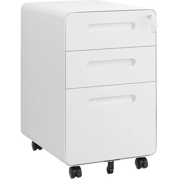 3 Drawer File Cabinet with Lock and 4 Keys, Mobile Metal Filing Cabinet, File Cabinets for Home Office, Under Desk, Pre-Assembly, File Drawer, Letter/Legal/A4 Hanging File Folders