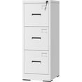 thumbnail image 1 of 3 Drawer File Cabinet with Lock and Card Slot, Steel Vertical Filing Cabinets for Home Office, Small Metal File Cabinets for Hanging Legal Letter Size Files, Assembly Required(White), 1 of 12