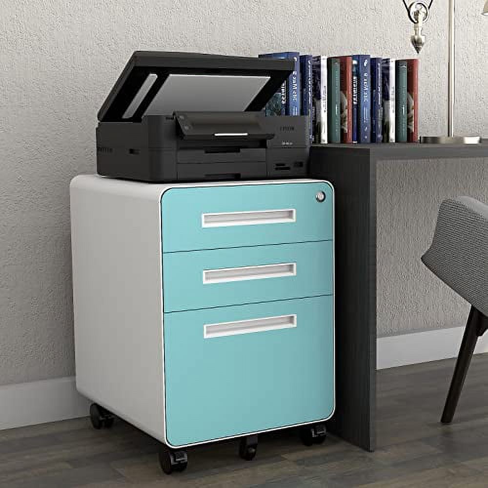 3-Drawer Vertical File Cabinet On Wheels – Mobile Locking Storage For Home Office & Under Desk