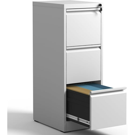 3 Drawer File Cabinet with Lock,Metal Filing Cabinets for Home Office,Steel Vertical File Cabinet,Heavy Duty Metal Storage Cabinet for A4/Letter/Legal Size Files,Assembly Required