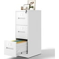 thumbnail image 1 of 3 Drawer File Cabinet with Lock, Metal Filing Cabinets for Home Office, Vertical Narrow File Cabinet Lockable Steel Storage Cabinets for Letter/Legal/F4/A4 Size, Assembly Required(White), 1 of 13