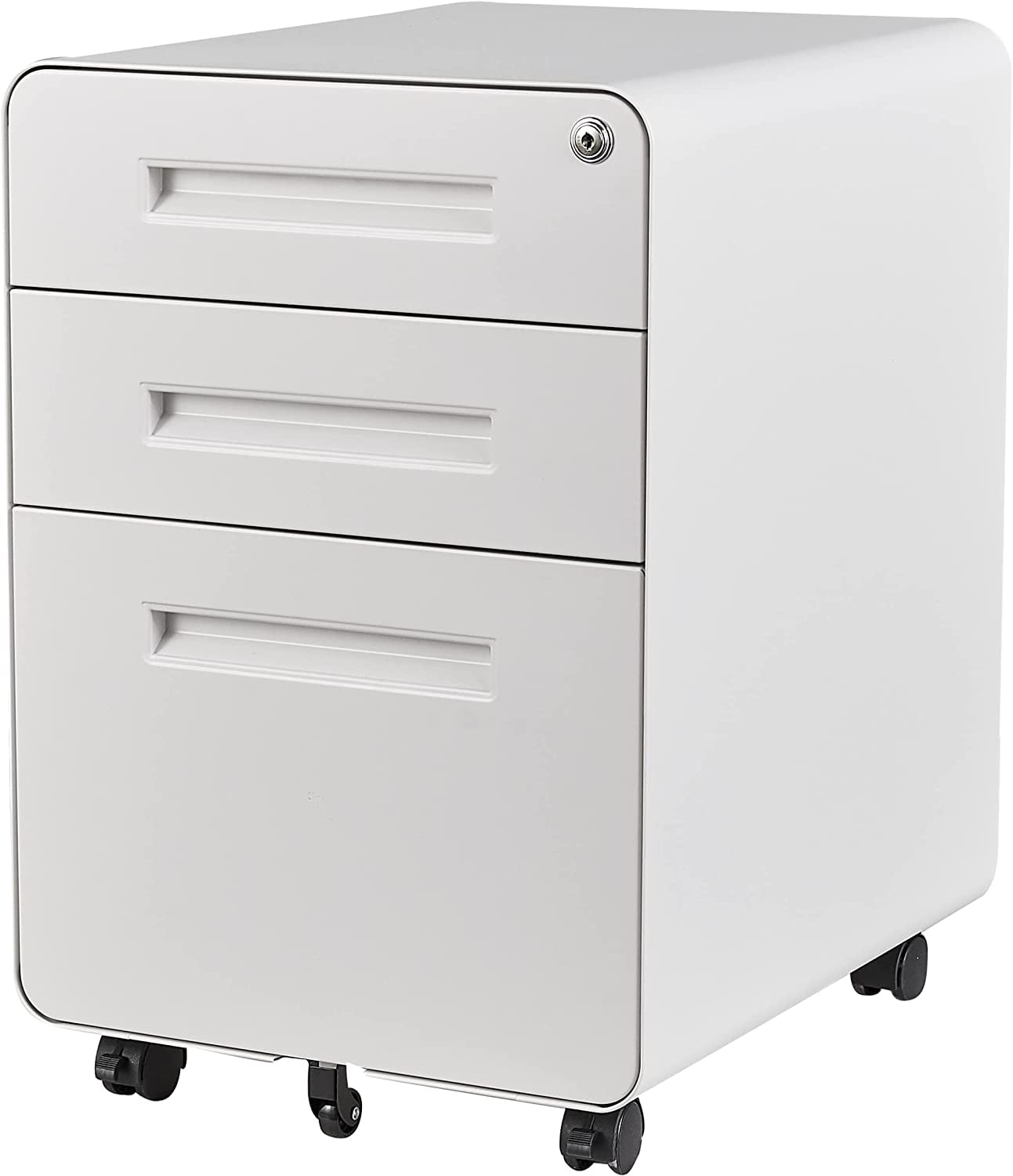 3 Drawer File with Lock,Under Desk File Rolling