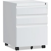 3 Drawer File Cabinet,Mobile Filing Cabinet with Lock and Wheels,Un-Assembled Metal Under Desk File Cabinets for A4/Letter/Legal Size(White