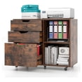 thumbnail image 1 of 3-Drawer File Cabinet, Mobile Printer Stand Cabinet with Adjustable Shelf, Rolling Lateral Filing Cabinet with Wheels for Letter, A4, Legal Size, for Home Office Organization (Rustic Brown), 1 of 2