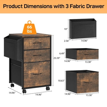 Ktaxon Rolling File Cabinet with Wheels Side Bag, Fabric Drawers ...