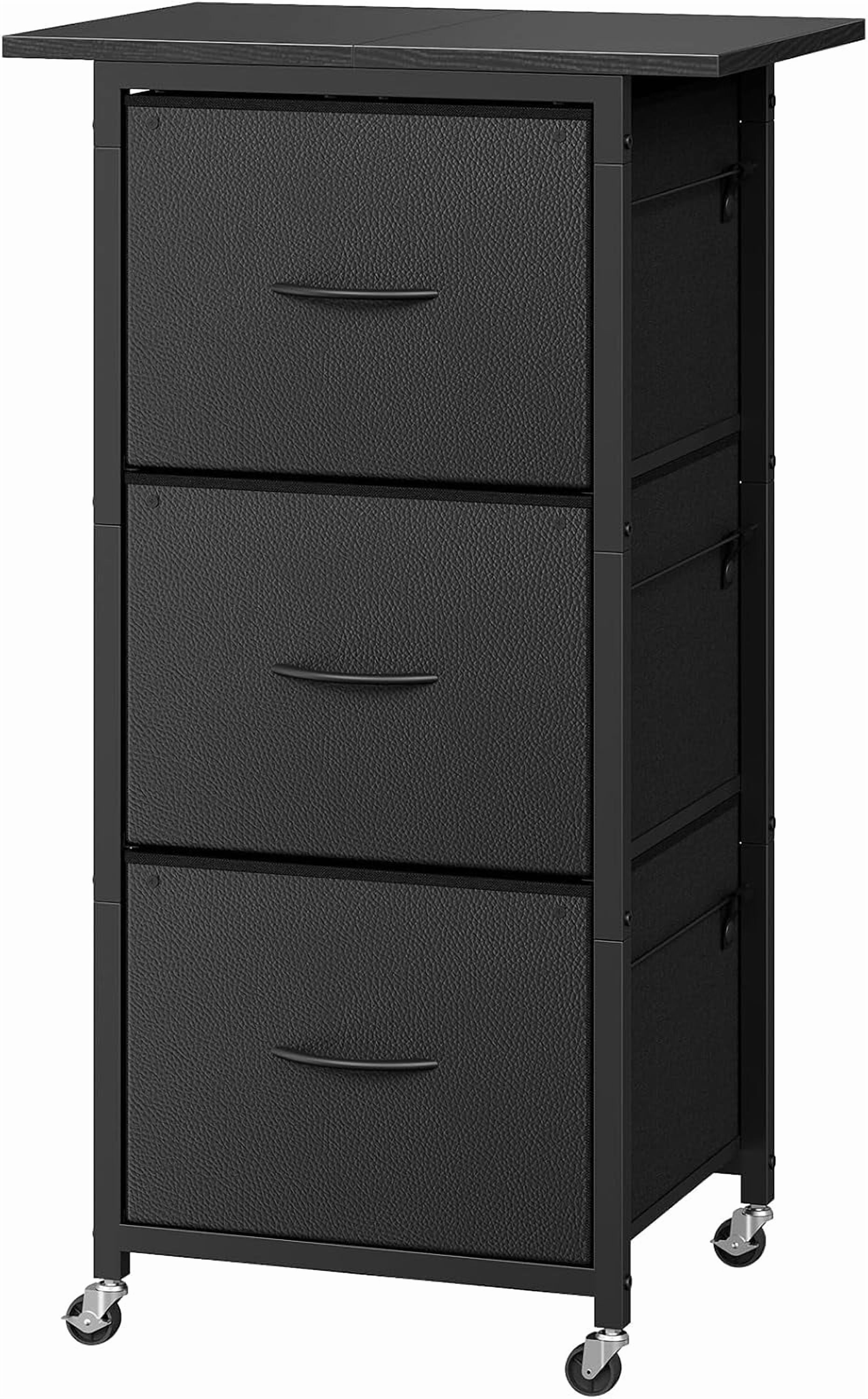 3 Drawer File Cabinet, Vertical Filing Cabinet with Wheels, Printer Stand with Non-Woven Fabric Drawer, Adjustable Hanging Rods, fits A4/Letter Size, for Home Office
