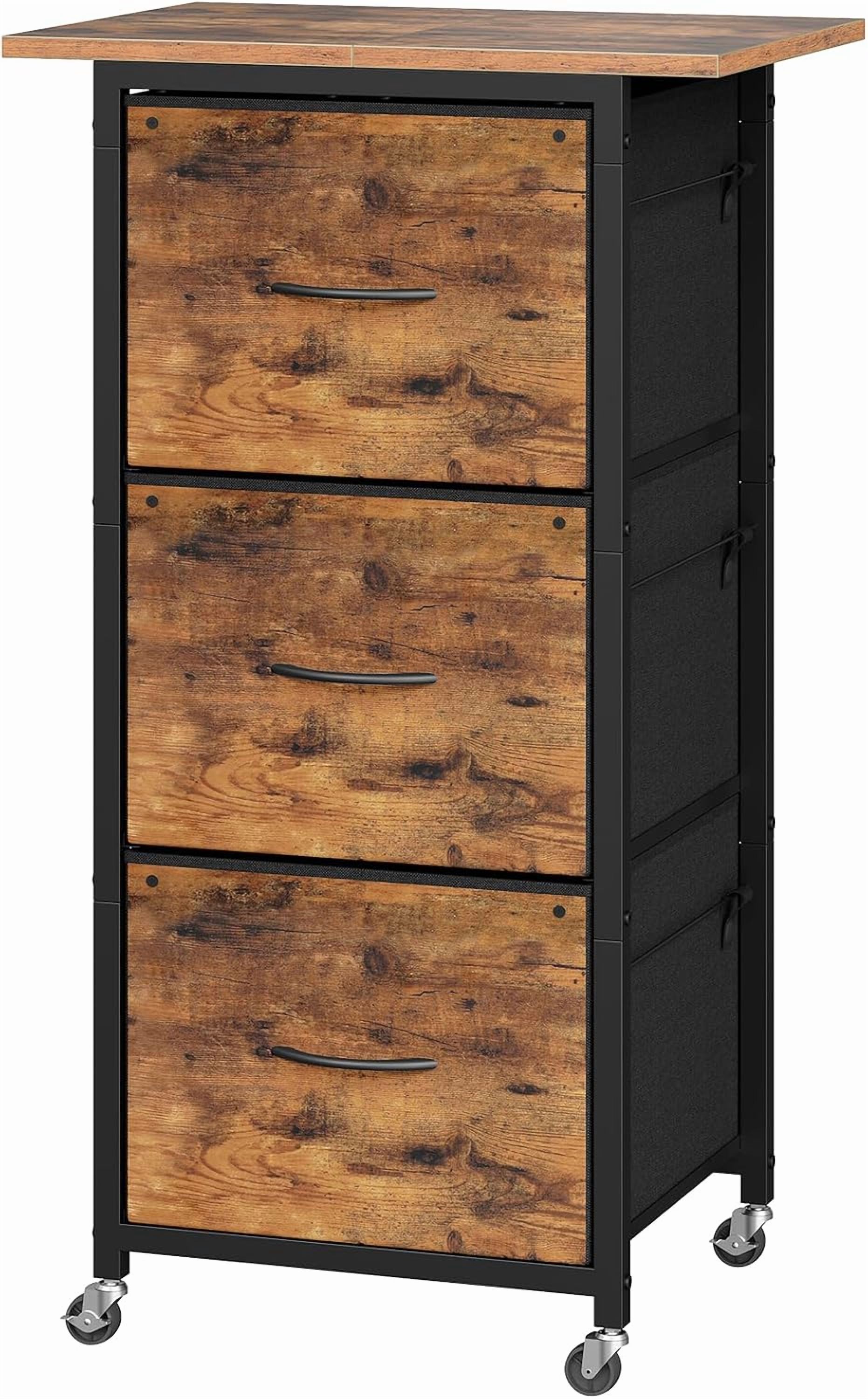 3 Drawer File Cabinet, Vertical Filing Cabinet with Wheels, Printer Stand with Non-Woven Fabric Drawer, Adjustable Hanging Rods, fits A4/Letter Size, for Home Office