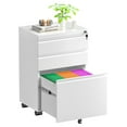 3 Drawer File on Wheels, Metal Locking Filing with Lock