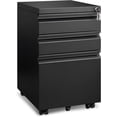 thumbnail image 1 of 3 Drawer File Cabinet for Home Office, Under Desk Mobile Filing Cabinet with Lock for A4-Size/Letter-Size/Legal-Size, Black (HSEJ-3D), 1 of 19