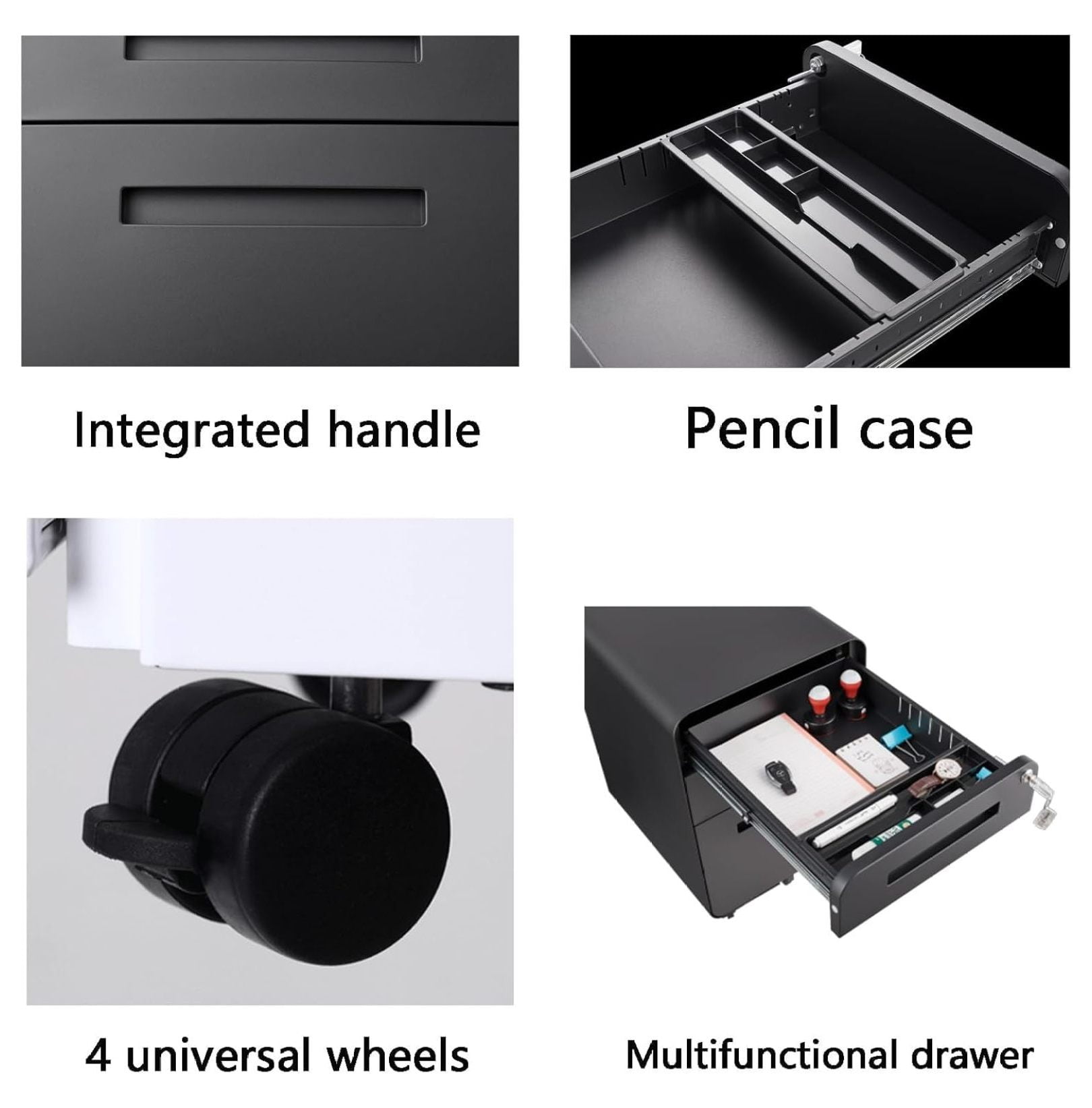 3 Drawer File on Wheels Fully Assembled, Mobile Metal Rolling