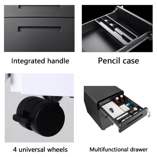 3 Drawer File on Wheels Fully Assembled, Mobile Metal Rolling